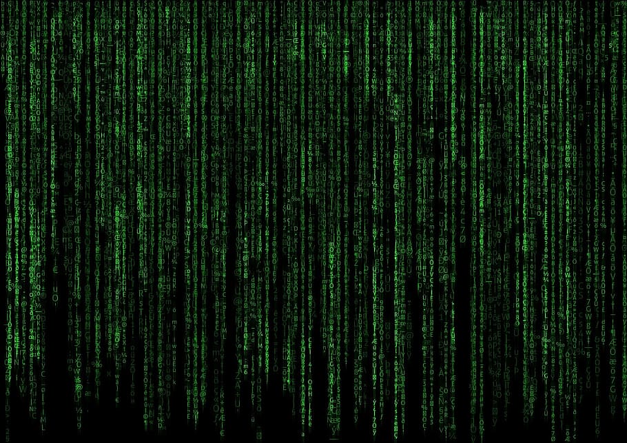 Green text streaming vertically down a black background. It looks like the code seen in The Matrix movies.